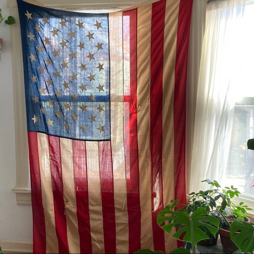 Vintage huge USA flag coffin flag